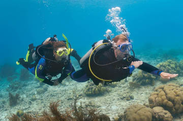 Dive team with compass