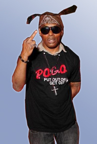 Coolio wearing a POGO Tongue Our Crew Shirt Tosh.0