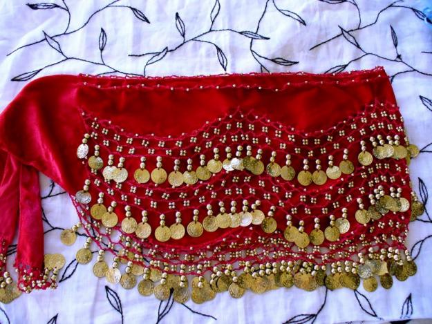 Red Shimmy Belt with Gold Coins (Inlcused % CA sales Tax