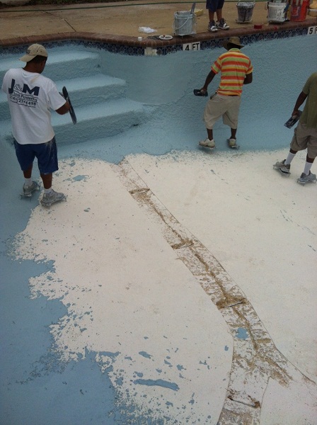 pool plaster apply acid swimming require washing stained professional call