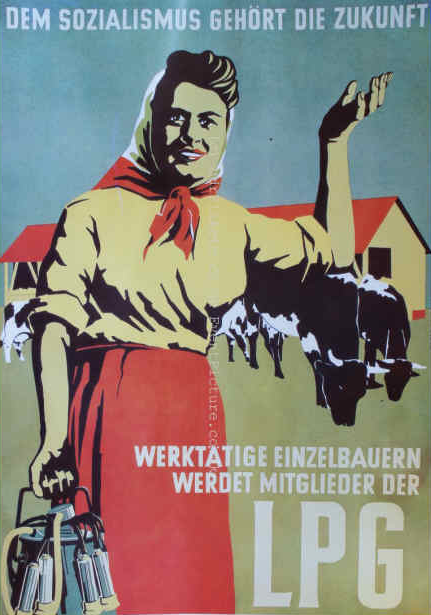 DDR Plakate der...50`ziger Jahre - Werktaetige Einzelbauern, werded Mitglied der LPG!