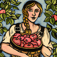 girl with apples