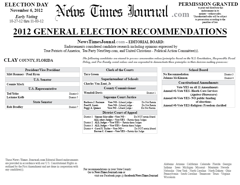 2012 Clay County, Florida General Election