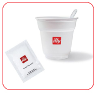 Vaso, azucarillo y paletina illy