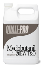 QualiPro Fungicide: Myclobutanil 20 EW T and O bottle and Brochure