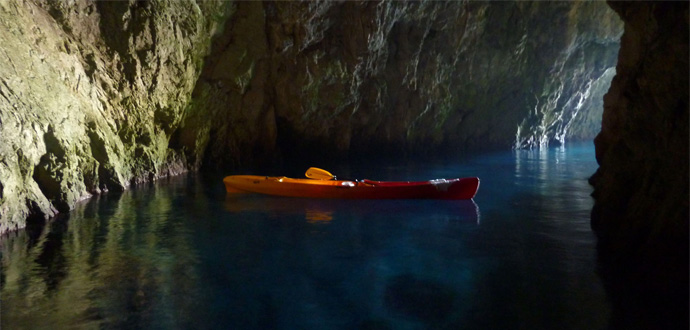 Kayak in cave